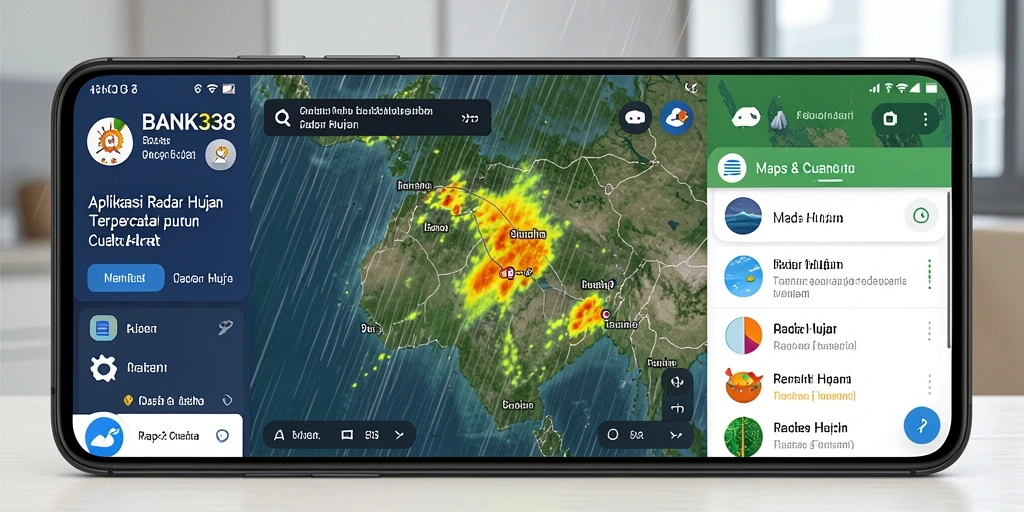 Tampilan antarmuka pengguna aplikasi Radar Hujan yang informatif.