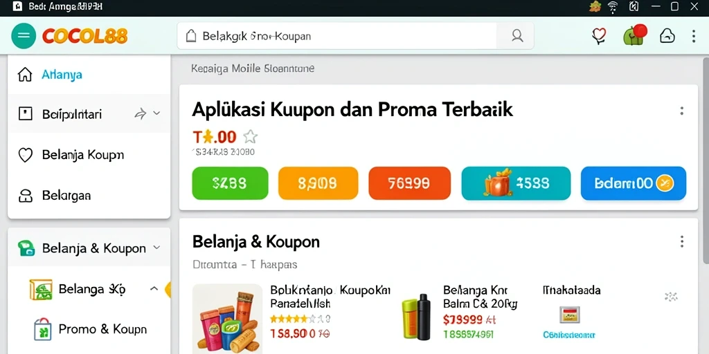 Antarmuka COCOL88 yang menarik dengan beragam promo dan kupon.