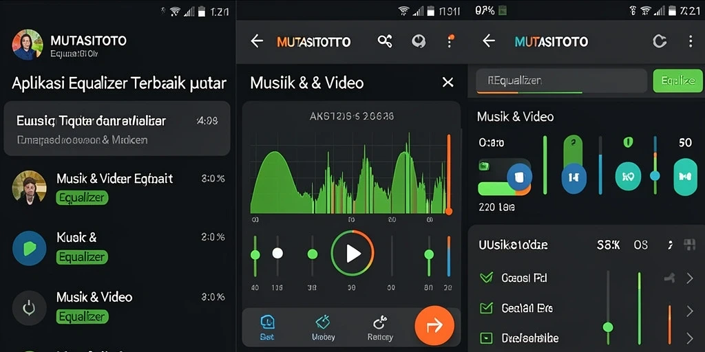Antarmuka minimalis MUTASITOTO dengan fungsi Equalizer yang menakjubkan.