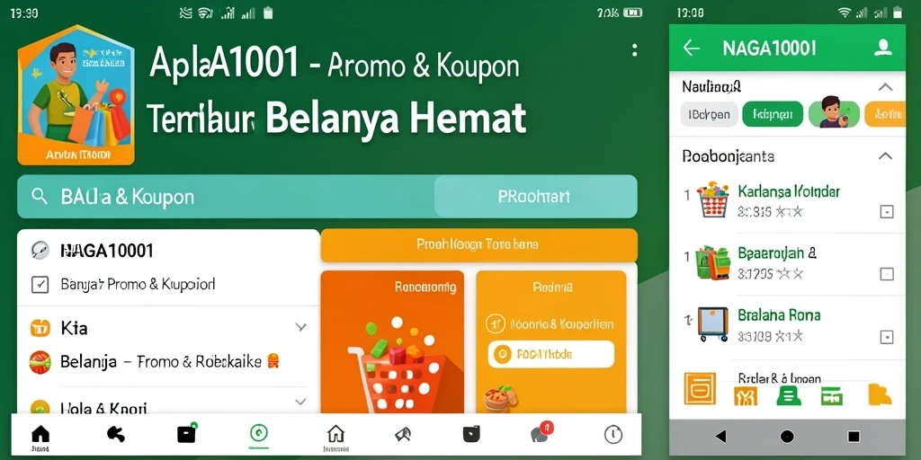 Tampilan antarmuka aplikasi NAGA1001 dengan berbagai kupon menarik.