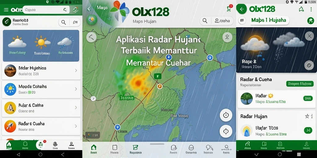 Tampilan antarmuka aplikasi Radar Hujan OLX128 yang informatif.