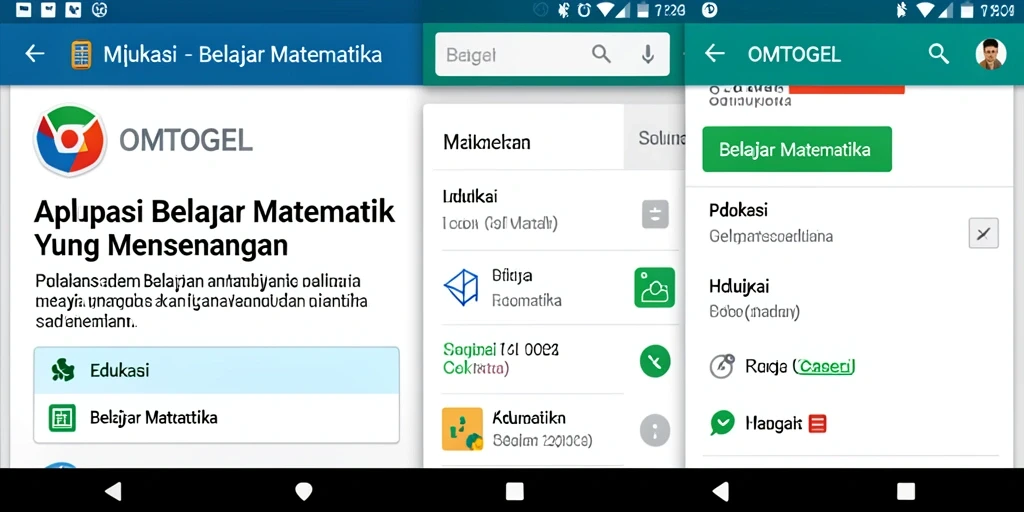 Antarmuka interaktif aplikasi OMTOGEL untuk belajar matematika.