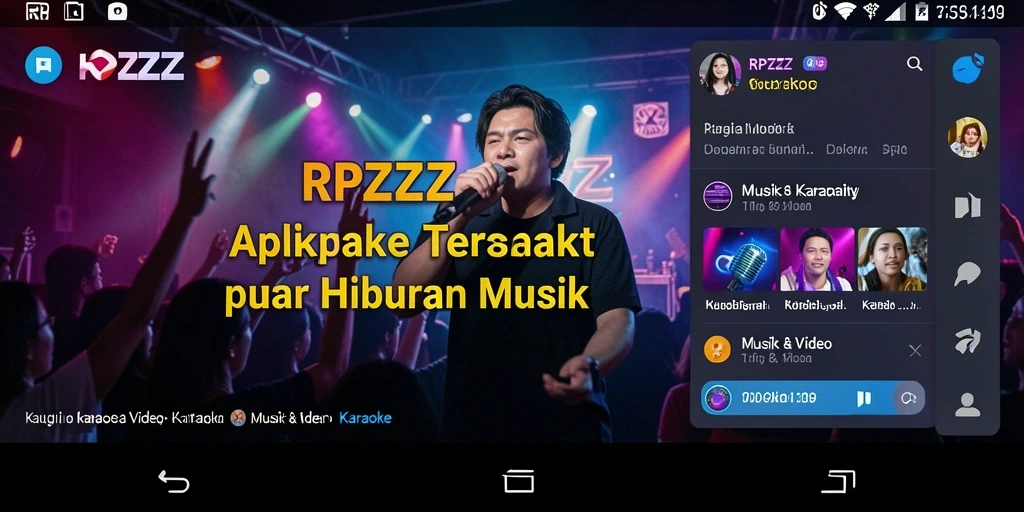 Antarmuka pengguna RPZZZ menampilkan lirik dan kontrol yang mudah diakses.