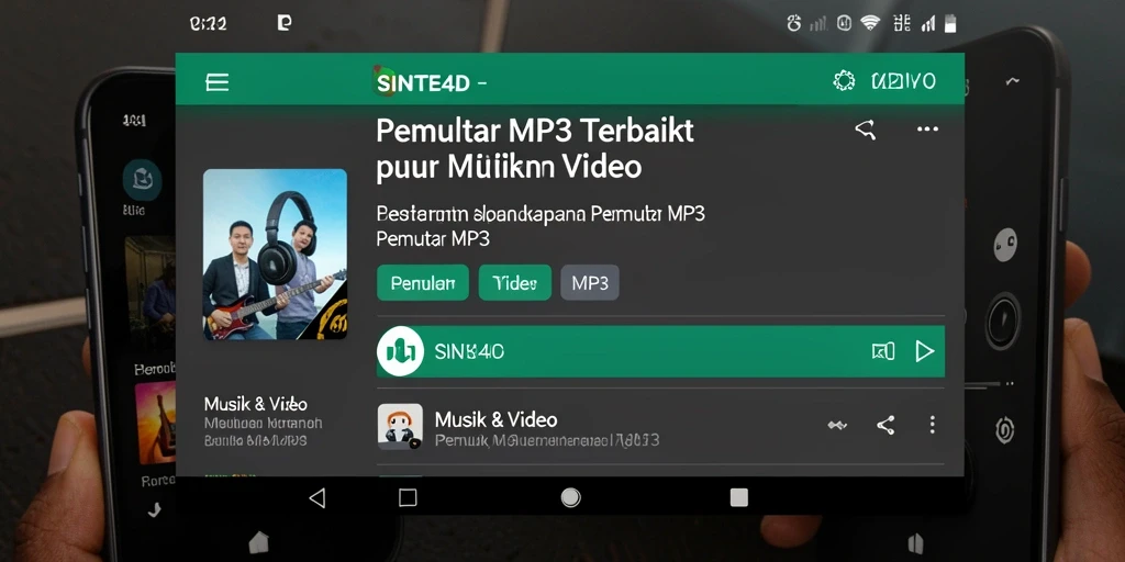 Tampilan antarmuka aplikasi Pemutar MP3 SINTE4D yang menarik dan mudah digunakan.